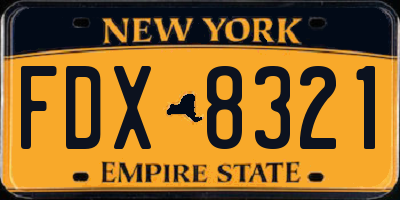 NY license plate FDX8321