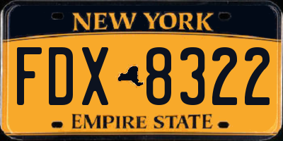 NY license plate FDX8322