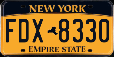 NY license plate FDX8330