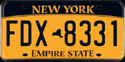 NY license plate FDX8331