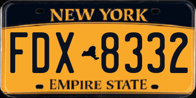 NY license plate FDX8332