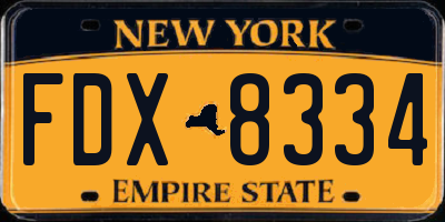 NY license plate FDX8334