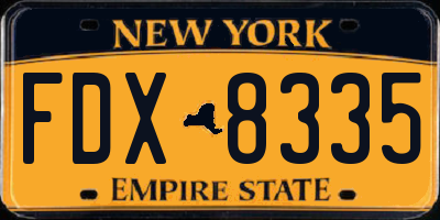 NY license plate FDX8335
