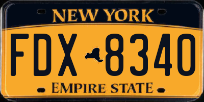 NY license plate FDX8340