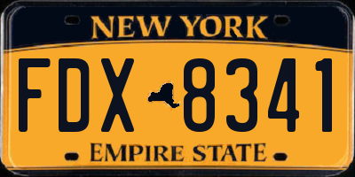 NY license plate FDX8341