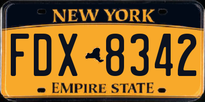 NY license plate FDX8342