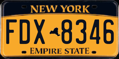NY license plate FDX8346