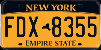 NY license plate FDX8355
