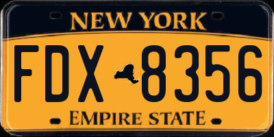 NY license plate FDX8356