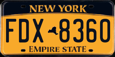 NY license plate FDX8360