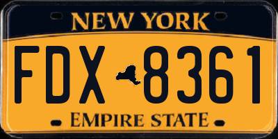 NY license plate FDX8361