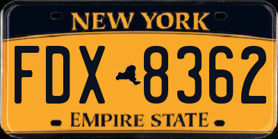 NY license plate FDX8362