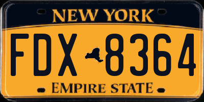 NY license plate FDX8364