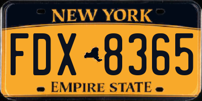 NY license plate FDX8365