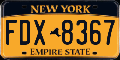 NY license plate FDX8367