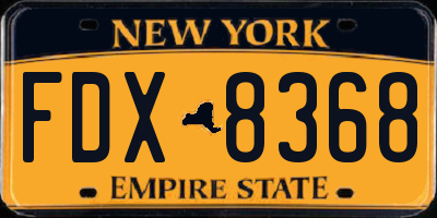 NY license plate FDX8368