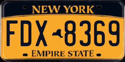 NY license plate FDX8369