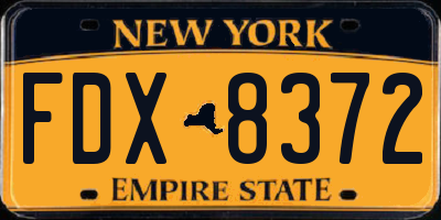 NY license plate FDX8372