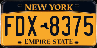 NY license plate FDX8375