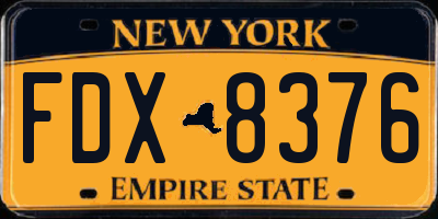NY license plate FDX8376