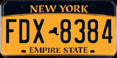 NY license plate FDX8384