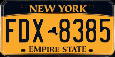 NY license plate FDX8385