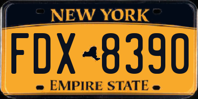 NY license plate FDX8390
