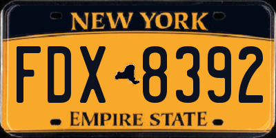 NY license plate FDX8392