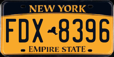 NY license plate FDX8396