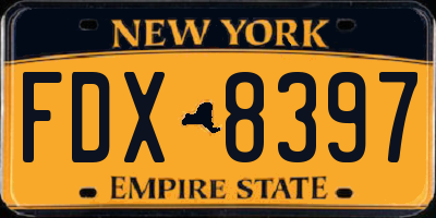 NY license plate FDX8397