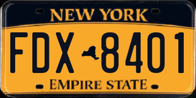 NY license plate FDX8401
