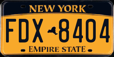 NY license plate FDX8404
