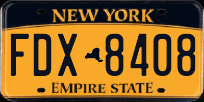 NY license plate FDX8408