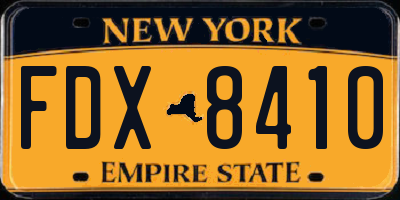 NY license plate FDX8410