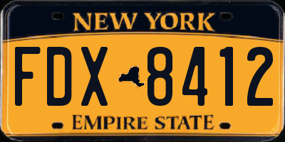 NY license plate FDX8412