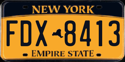 NY license plate FDX8413