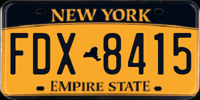 NY license plate FDX8415
