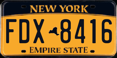 NY license plate FDX8416