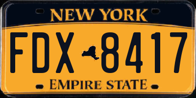 NY license plate FDX8417
