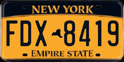 NY license plate FDX8419