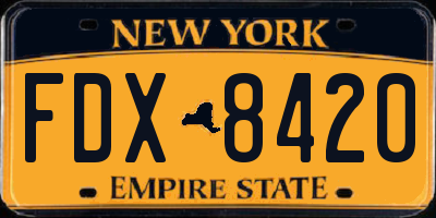 NY license plate FDX8420