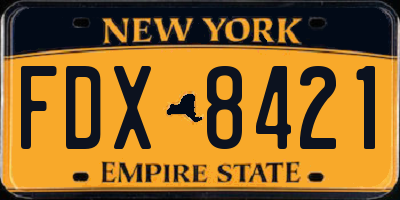 NY license plate FDX8421
