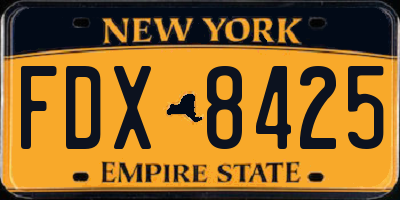 NY license plate FDX8425