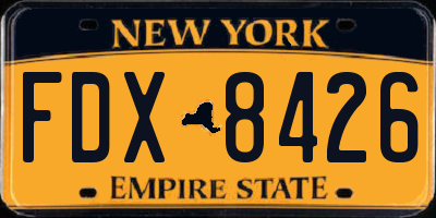 NY license plate FDX8426