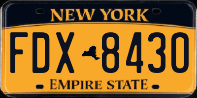 NY license plate FDX8430
