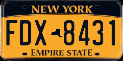 NY license plate FDX8431