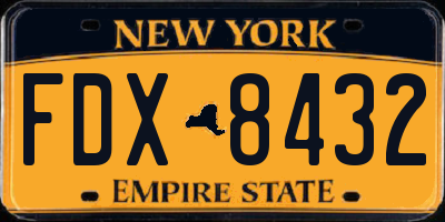 NY license plate FDX8432