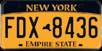 NY license plate FDX8436