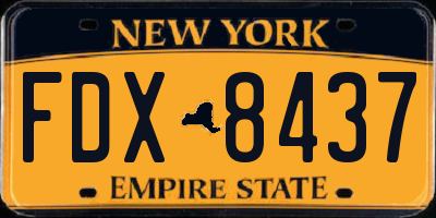 NY license plate FDX8437