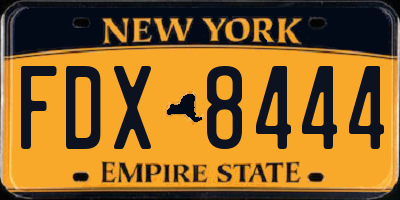 NY license plate FDX8444